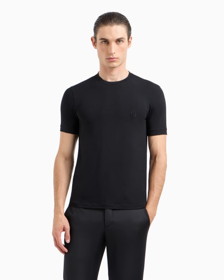 A|x Armani Exchange ASV Stretch Viscose Jersey Jumper With Crew Neck And Short Sleeves