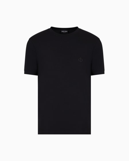 a|x armani exchange ASV stretch viscose jersey jumper with crew neck and short sleeves