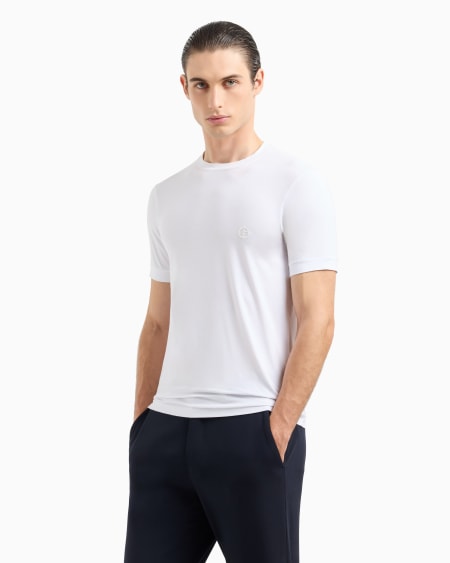 A|x Armani Exchange ASV Stretch Viscose Jersey Jumper With Crew Neck And Short Sleeves