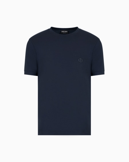 a|x armani exchange ASV stretch viscose jersey jumper with crew neck and short sleeves
