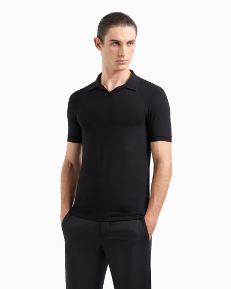 A|x Armani Exchange ASV Stretch Viscose Jersey Short-sleeved Polo Shirt