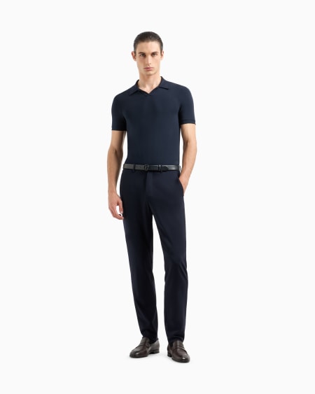 A|x Armani Exchange ASV Stretch Viscose Jersey Short-sleeved Polo Shirt