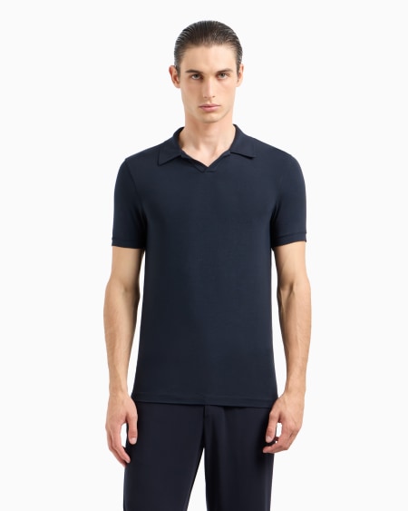 A|x Armani Exchange ASV Stretch Viscose Jersey Short-sleeved Polo Shirt