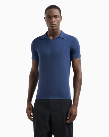 A|x Armani Exchange ASV Stretch Viscose Jersey Short-sleeved Polo Shirt