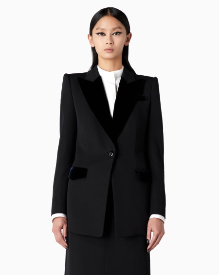 A|x Armani Exchange Barathea Wool And Velvet Single-breasted Jacket