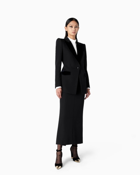 A|x Armani Exchange Barathea Wool And Velvet Single-breasted Jacket