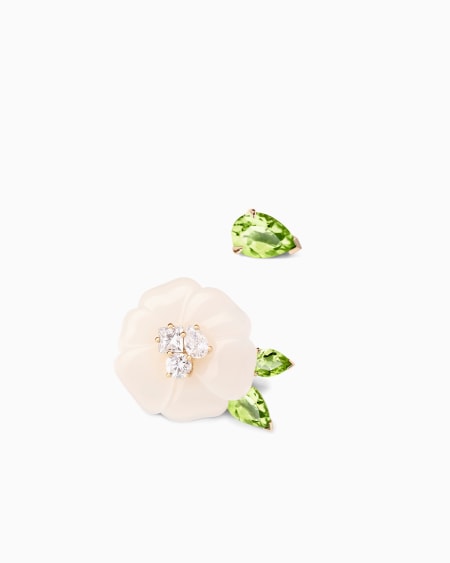 A|x Armani Exchange Blanche 18k Gold Earrings With White Agate Diamonds And Peridot