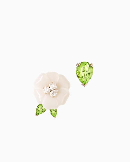 a|x armani exchange Blanche 18k gold earrings with white agate diamonds and peridot