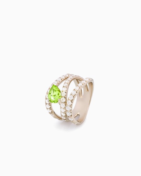 a|x armani exchange Blanche 18k gold ring with diamonds and peridot