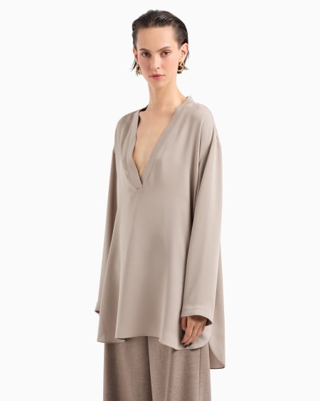 A|x Armani Exchange Blouse In Triple Silk Georgette