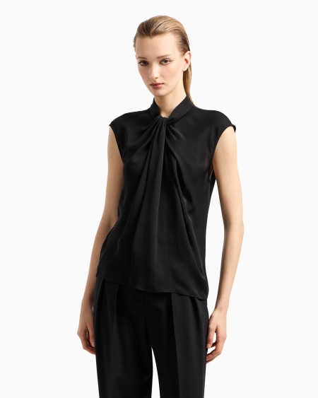 A|x Armani Exchange Blouse In Washed Silk Double Georgette