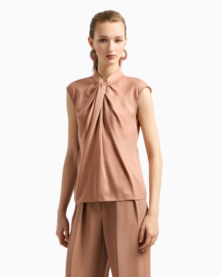 A|x Armani Exchange Blouse In Washed Silk Double Georgette