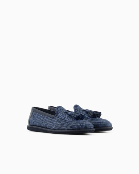 A|x Armani Exchange Braided Raffia Loafers With Tassels