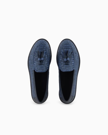 A|x Armani Exchange Braided Raffia Loafers With Tassels