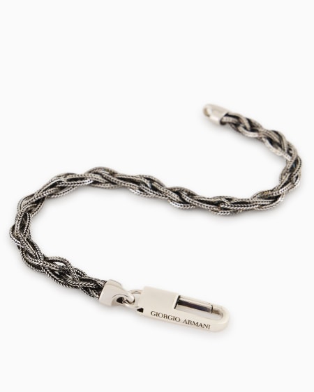 A|x Armani Exchange Braided Sterling Silver Bracelet
