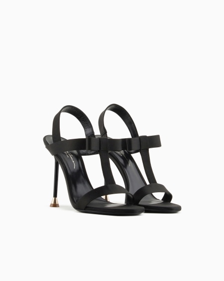 A|x Armani Exchange Brushed Leather T-bar Sandals With Bow