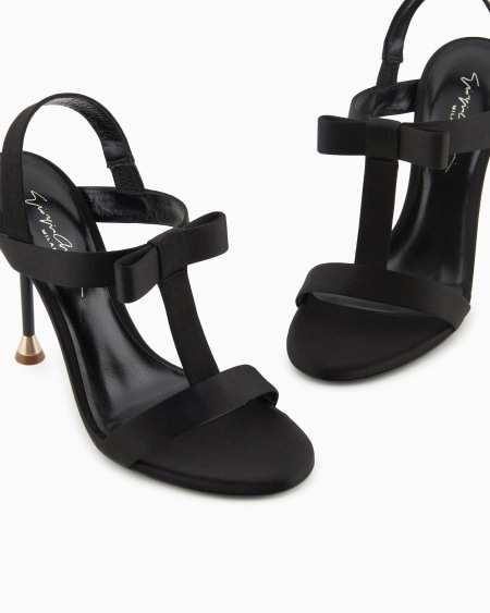 A|x Armani Exchange Brushed Leather T-bar Sandals With Bow