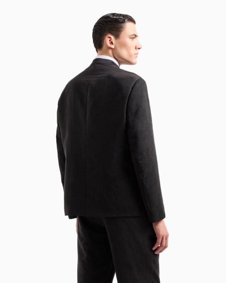 A|x Armani Exchange Canneté Washed Silk Single-breasted Jacket