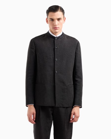 A|x Armani Exchange Canneté Washed Silk Single-breasted Jacket