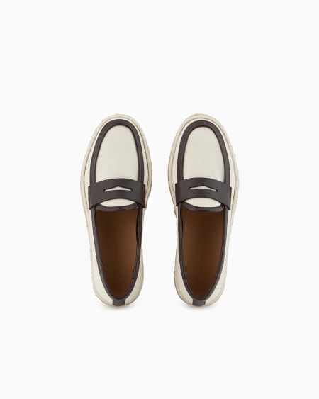 A|x Armani Exchange Canvas And Nappa Leather Loafers With A Rope Sole