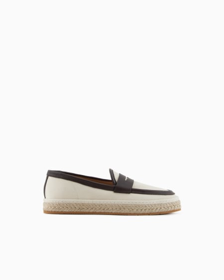 a|x armani exchange Canvas and nappa leather loafers with a rope sole