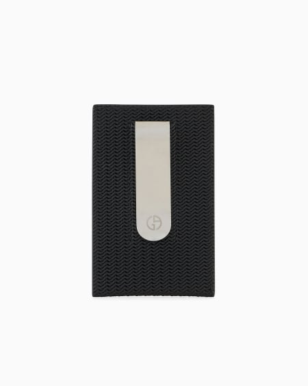 A|x Armani Exchange Card Holder In Embossed Leather