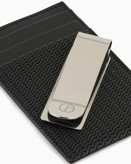 A|x Armani Exchange Card Holder In Embossed Leather