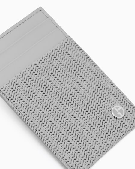 A|x Armani Exchange Card Holder In Embossed Leather