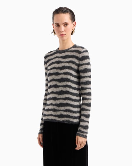 A|x Armani Exchange Cashmere And Silk Jacquard Crew-neck Jumper