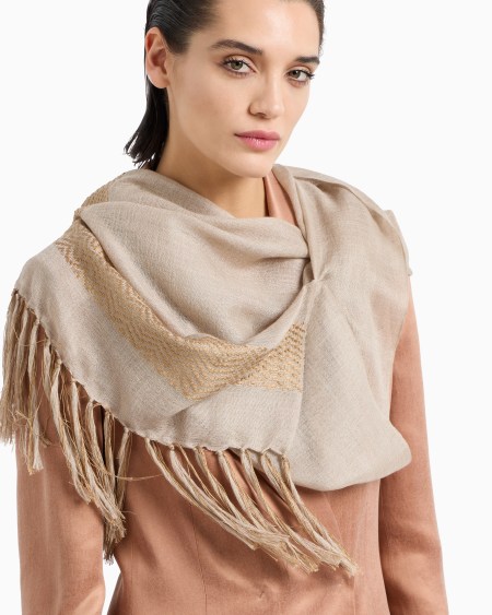 A|x Armani Exchange Cashmere And Silk Stole With Fringe Detail