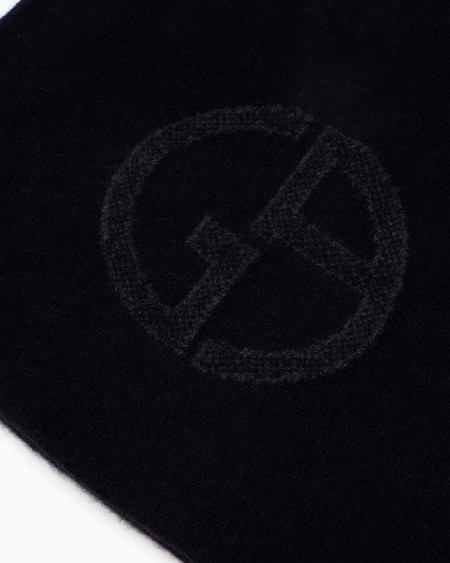 A|x Armani Exchange Cashmere Beanie With GA Logo Intarsia