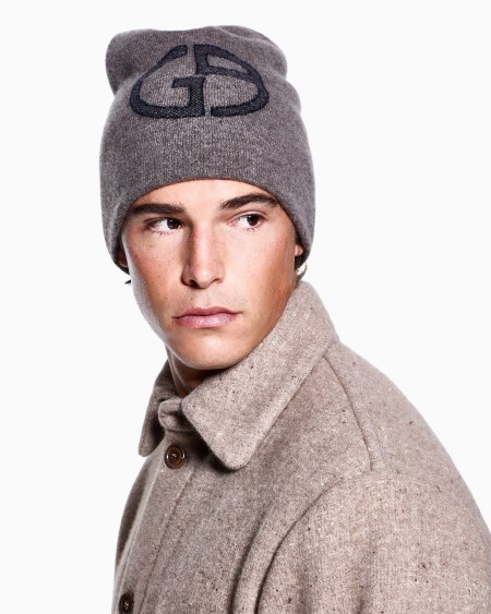A|x Armani Exchange Cashmere Beanie With GA Logo Intarsia
