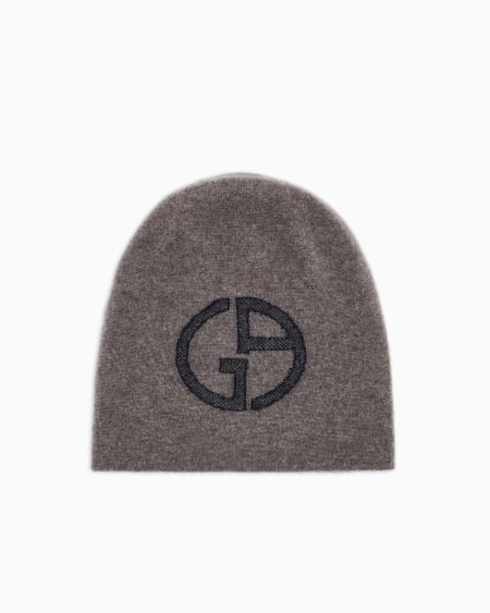 a|x armani exchange Cashmere beanie with GA logo intarsia
