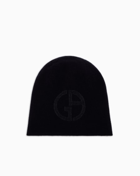 a|x armani exchange Cashmere beanie with GA logo intarsia