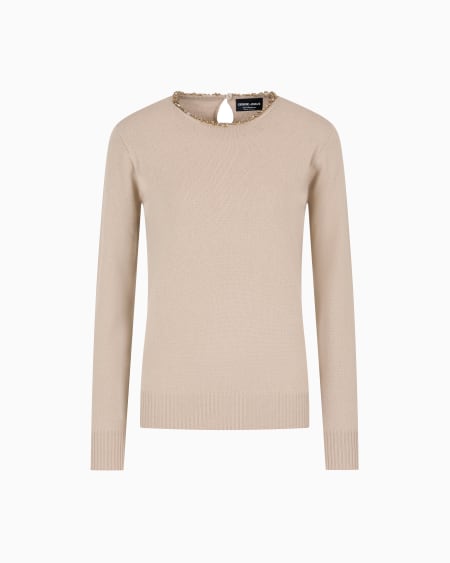 a|x armani exchange Cashmere crew-neck jumper with embroidery