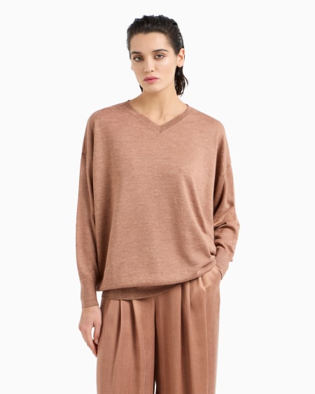 A|x Armani Exchange Cashmere Silk And Hemp V-neck Jumper
