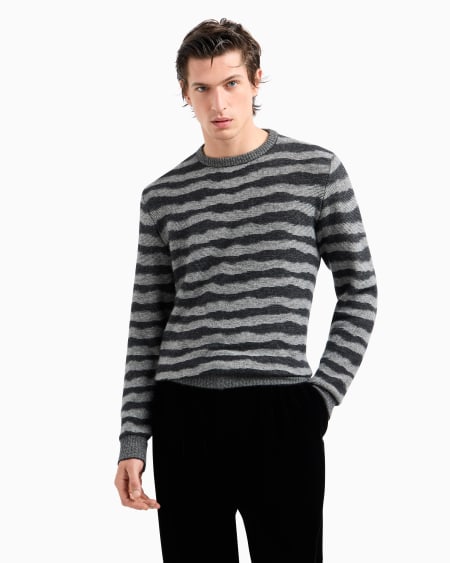 A|x Armani Exchange Cashmere Viscose And Silk-blend Jacquard Crew-neck Jumper