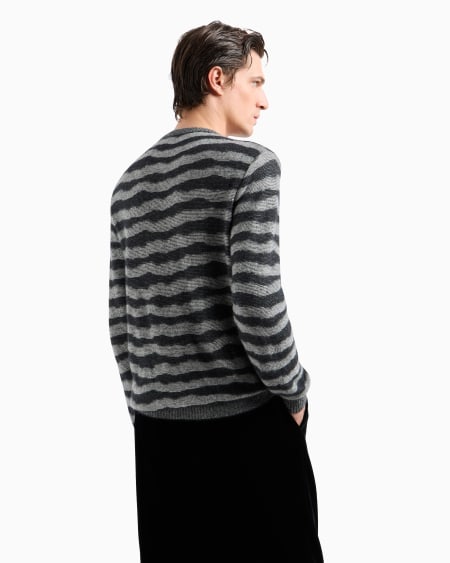 A|x Armani Exchange Cashmere Viscose And Silk-blend Jacquard Crew-neck Jumper