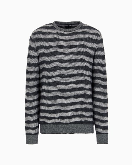 a|x armani exchange Cashmere viscose and silk-blend jacquard crew-neck jumper