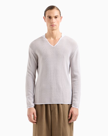 A|x Armani Exchange Cashmere Viscose And Silk Jacquard Jumper