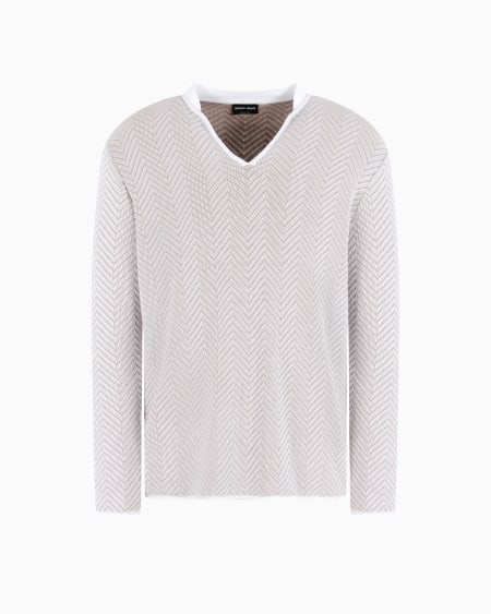 a|x armani exchange Cashmere viscose and silk jacquard jumper