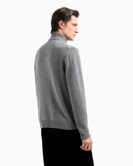 A|x Armani Exchange Cashmere Zip-up Mock-neck Cardigan