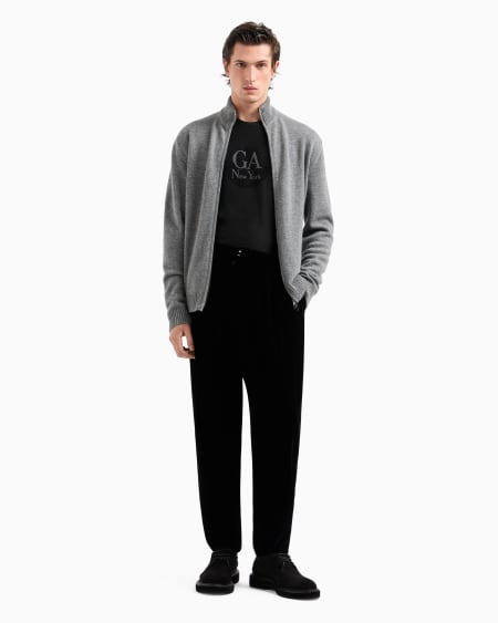 A|x Armani Exchange Cashmere Zip-up Mock-neck Cardigan