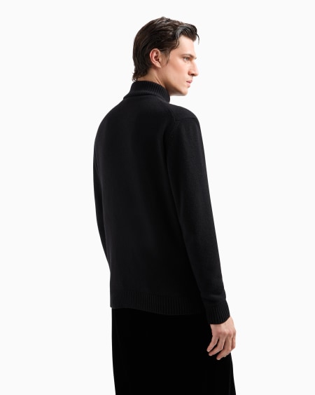 A|x Armani Exchange Cashmere Zip-up Mock-neck Cardigan