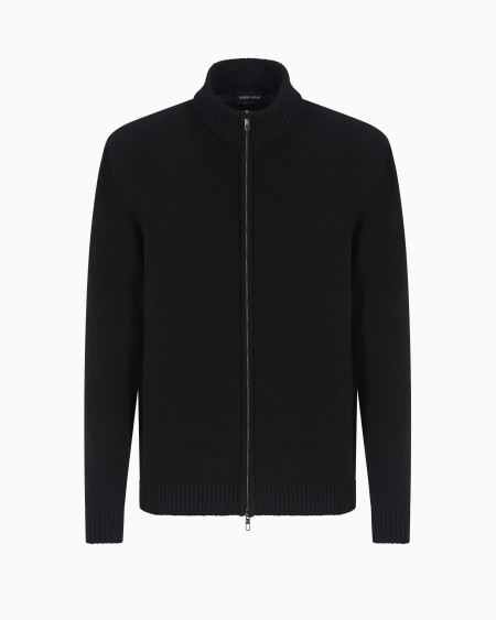 a|x armani exchange Cashmere zip-up mock-neck cardigan