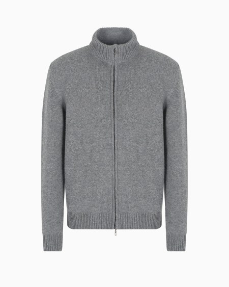 a|x armani exchange Cashmere zip-up mock-neck cardigan