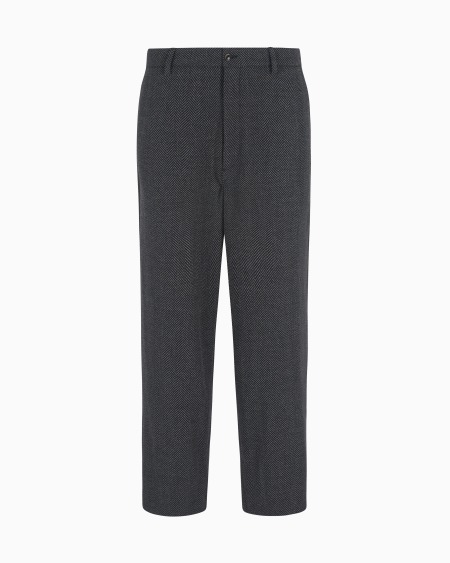 a|x armani exchange Chevron jacquard stretch virgin wool flat-front trousers