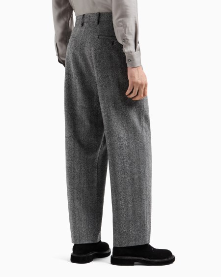 A|x Armani Exchange Chevron Jacquard Virgin Wool Flat-front Trousers