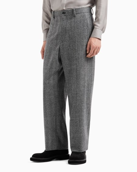 A|x Armani Exchange Chevron Jacquard Virgin Wool Flat-front Trousers