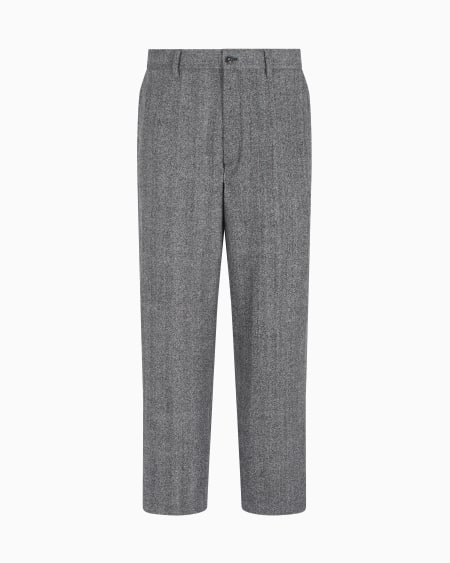 a|x armani exchange Chevron jacquard virgin wool flat-front trousers